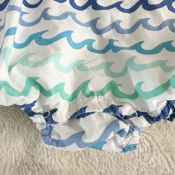 Primary Baby 0-3 Month Henely Tank Shortie In Sea Wave Summer Outfit Snap Cotton - Picture 5 of 6